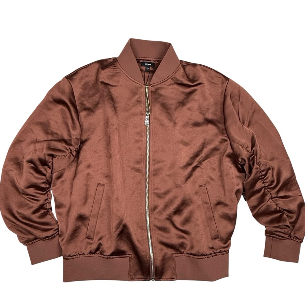 Express Rich Brown Bomber Jacket